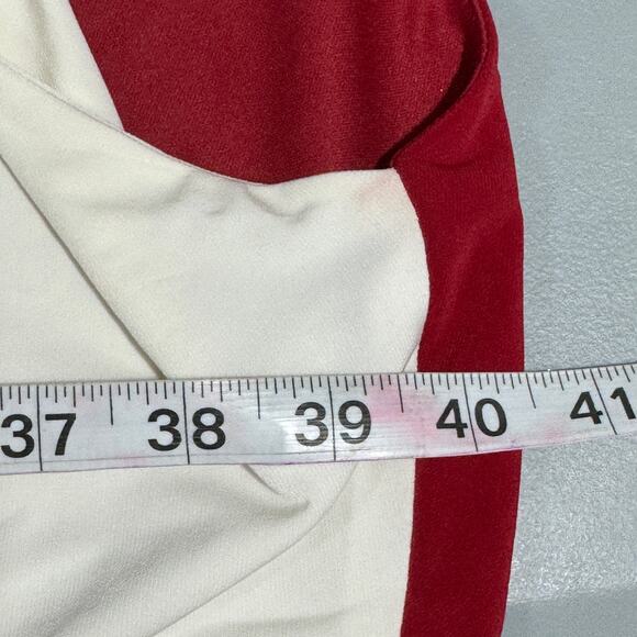 Kasper Womens Mini Dress Size XXL Red Cream Cutout Front Long Sleeve Colorblock - Picture 10 of 14